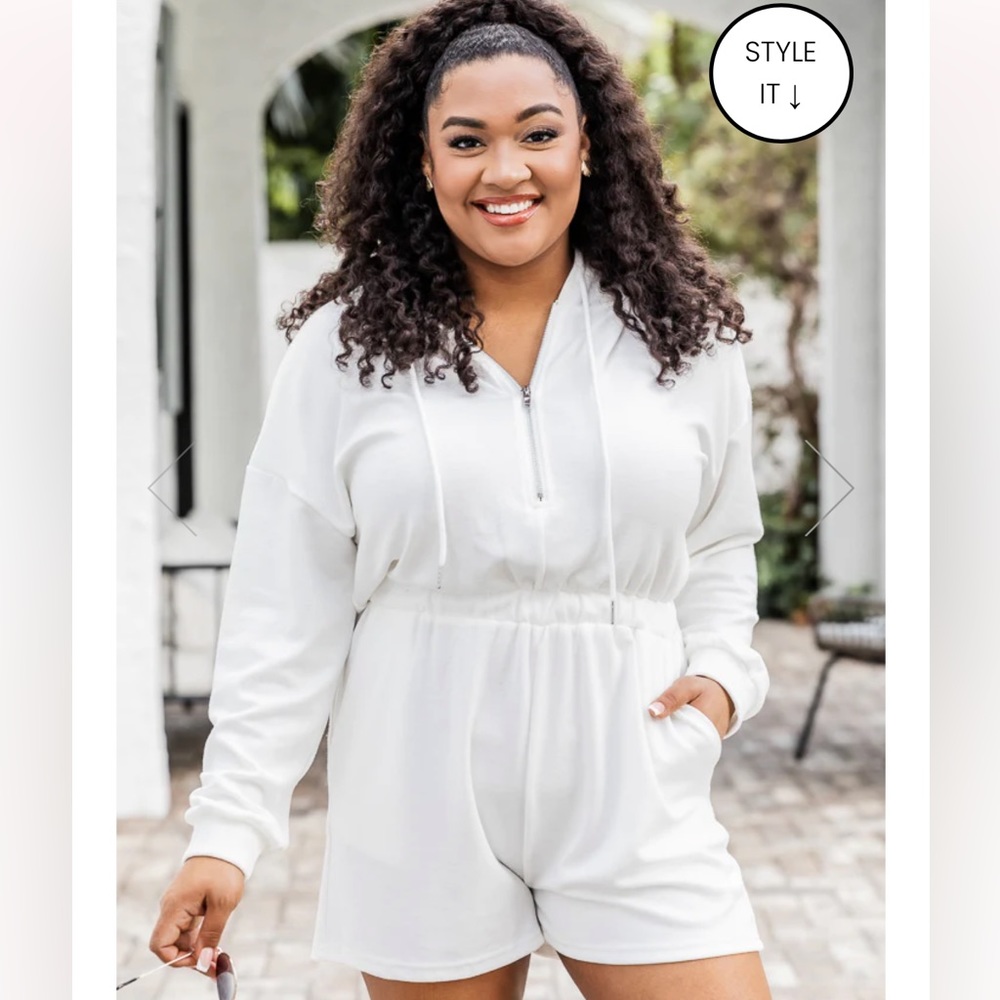 Pink Lily White Hooded Romper - Picture 7 of 11
